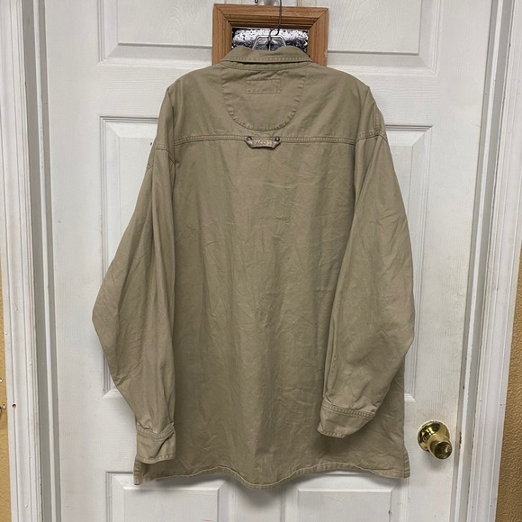 PACO Denim Mens XL Button Up Shirt Beige Long Sleeve Cotton Workwear Casual - Picture 6 of 9